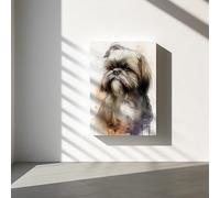 LMYCHENG Cute Shih Tzu Watercolor Art Print Posters for Dog Lovers Modern Wall Art Pictures for Living Room Home Decor Painting 60x90cm framework