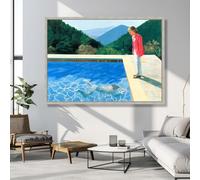 LMYCHENG David Hockney Blue Water Reflection Poster and Prints Poolside Scene Canvas Painting, Modern Figurative Wall Art, Home Decor(60x90cm/Inner frame)