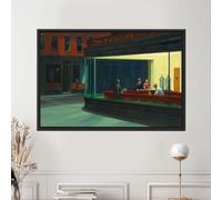 LMYCHENG Edward Hopper Nighthawks Canvas Wall Art, Diner Posters and Prints, Urban Oil Painting for Classic Retro Decor Artwork 60x90cm Frameless