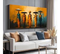 LMYCHENG Elegant African Women Silhouettes Oil Painting, Modern Ethnic Wall Art, Abstract Figures Posters and Prints, Home Decor(65x120cm/Inner frame)