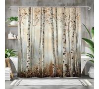LMYCHENG Forest Birch Trees Shower Curtain Waterproof, Nature Bathroom Curtain Decor, Rustic Farmhouse Bath Curtain With hooks 178x183cm/70x72in