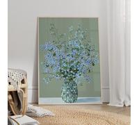 LMYCHENG Forget Me Not Flowers Art Canvas Print Poster, Blue Flower Still Life Painting Vintage Style Scorpion Grass Plant Picture 40x60cm framework