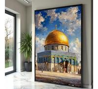 LMYCHENG Golden Dome of the Rock Oil Painting, Islamic Architecture Wall Art, Landmark Posters and Prints, Religious Home Decor(30x40cm/Frameless)