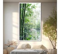 LMYCHENG Green Bamboo Canvas Painting, Tranquil Nature Wall Art Pictures, Forest Water Reflection Poster, Minimalist Home Decor 40x60cm Frameless
