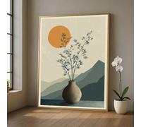 LMYCHENG Japandi Large Canvas, Minimalist Vase Posters, Sunset Mountain Landscape Painting, Contemporary Wall Art Home Decor(50x70cm/Frameless)