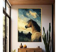 LMYCHENG Majestic Horse Canvas Wall Art, Horse Art Print Poster, NatureInspired Equine Painting for Living Room, Home Decor Mural(40x60cm/Frameless)