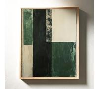 LMYCHENG Modern Abstract Canvas Wall Art, Green and Cream Prints, Minimalist Vertical Geometric Painting for Contemporary Decor(50x75cm/Frameless)