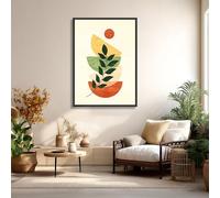 LMYCHENG Modern Abstract Plant Canvas Wall Art, Geometric Leaf Posters and Prints, Minimalist Botanical Painting, Nature Theme Decor(70x110cm/Internal Frame)