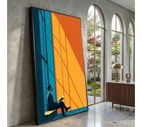 LMYCHENG Silhouette Reading Painting, Window Shadow Wall Art, Contemporary Home Decor, Abstract Figure Art Canvas Prints(70x130cm/Frameless)