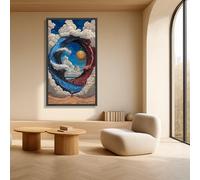 LMYCHENG Surreal Ocean Canvas Oil Painting, Wave Canvas Wall Art, Abstract Landscape Posters and Prints Home Wall Decor Artwork(30x50cm/Internal Frame)