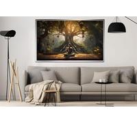 LMYCHENG Tree landscape buddha Oil Painting, meditation wall art Pictures, Posters and Prints for Living Room, Home Decor Mural 20x30cm framework