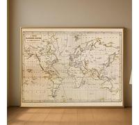 LMYCHENG Vintage Map Canvas Painting, Curves Map Posters and Prints, Classic Geography Wall Art, Historical Map Print Artwork(80x120cm/Frameless)