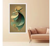LMYCHENG Whirling Dervish Canvas Wall Art, Abstract Dance Painting, Spiritual Calligraphy Canvas Print, Culture Home Bedroom Decor(35x60cm/Internal Frame)