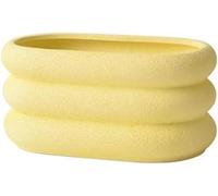LMYFGHRD Ceramic Orchid Vegetable Planter with Tray - Breathable and Durable Flower Pot for Succulents and Greenery(Light Yellow,S)
