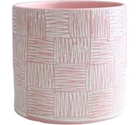 LMYFGHRD Ceramic Simple Curve Pattern Round Flower Pots with Drainage Holes - Large Indoor Outdoor Planters(Pink)