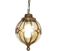 LMYFGHRD IP65 Waterproof Retro Hanging Lantern Light | Adjustable Chain Pendant Lamp for Porch, Patio, Outdoor Ceiling, Rustic Bronze Finish with Bubble Glass(A)