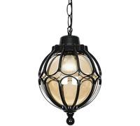 LMYFGHRD IP65 Waterproof Retro Hanging Lantern Light | Adjustable Chain Pendant Lamp for Porch, Patio, Outdoor Ceiling, Rustic Bronze Finish with Bubble Glass(B)