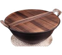 LMYFGHRD Large Non-Stick Cast Iron Wok with Gas Burner - Essential Kitchen Cookware for Stir-Frying and Searing