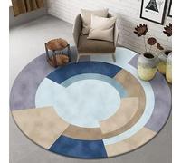 LMYFGHRD Nordic Style Round Carpet - Geometric Patchwork Pattern Floor Mat for Modern Minimalist Home Decor(110cm)