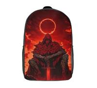 LMYmoney 3D Red Knight Under Blood Moon Printing Daypacks Kids Casual Backpack Knapsack High Capacity Rucksack Travel Laptop Book Bag 17inch