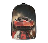 LMYmoney 3D Retro Muscle Car Printing Daypacks Kids Casual Backpack Knapsack High Capacity Rucksack Travel Laptop Book Bag 17inch
