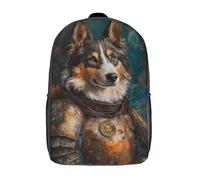 LMYmoney Australian Shepard In Armor Backpacks Kids School Backpack Fashion School Bag 3D Printed School Bag for Boys Elementary And Middle School Students 17inch