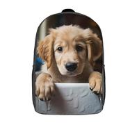 LMYmoney Backpack, Golden Retriever Dog Puppy School Bags Schoolbag, School Bags,Travel Rucksacks Book Bags 3D Printed Cartoon Large Capacity Backpack for Boy And Girl 17inch