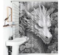 LMYmoney Black And White Dragon Bath Shower Curtains Mildew Waterproof Cloth Fabric Shower Curtains Set with 12 Hooks for Bathroom Bathtub 53.54x70.87Inch（136x180cm）