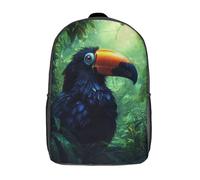LMYmoney Black Toucan in Tropical Rainforest Backpack School Bag Backpack For Girls Boys Backpacks Large Capacity Kids Backpack Lightweight School Bags For Kids Students 17inch