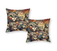 LMYmoney Colorful Cats Art Print Pillowcases 2 Pack Premium Hotel Quality Toddler Pillow Cases Tent 18"x18"