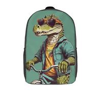 LMYmoney Crocodile Riding A BMX 3D Printed Children's School Backpack for Kids High Capacity Travel Rucksacks Book Bags Kids School Bag Back Pack 17inch