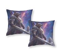 LMYmoney Fantasy Bear Warrior with Sword Pillow Case 2 Pack Hotel Quality King Size Pillow Cases for Sofa/Couch Living Room 12"x12"
