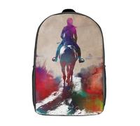 LMYmoney Horseback Rider Watercolor Backpack 3D Printed Kids School Backpack High Capacity Travel Backpacks Book Bags Kids Backpack 17inch