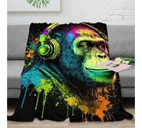 LMYmoney Monkey Dj544 Soft Anti-pilling Sherpa Blanket Photo Blanket Throw Custom Plush Bed Blanket 3D Print Fuzzy Blanket for Children 60x80inch(150x200cm)