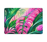 LMYmoney Pink Monstera Leaf Printed Rug 150 X 100 Cm, Non Slip for Bedside | Practical housewarming gift: printed area rug with PVC dot non slip backing; for guest room and reading corner