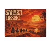 LMYmoney Sahara Desert Camel Caravan Vintage Poster Area Rug 150 x 100 cm | New home gift idea: printed bedroom rug with soft underfoot feel; for bedroom and living room