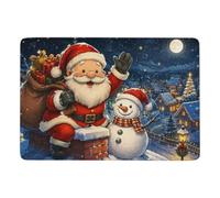 LMYmoney Santa Snowman Christmas Area Rug 150 X 100 Cm, Soft Printed | Non slip bedroom rug - adds a soft decorative accent; 150 x 100 cm compact size; for guest room and reading corner