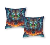 LMYmoney Tiger Art Print Pillow Case Covers Mite Protections Throw Pillows for Sofa Car Gaming Room 16"x16"