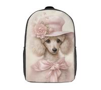 LMYmoney White Poodle in Hat Backpacks Kids School Backpack Fashion School Bag 3D Printed School Bag for Boys Elementary And Middle School Students 17inch