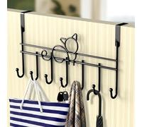 lmytdo Over The Door Hook Door Hanger Over Door Hanger with Rust Resistant Finish & Space Saving Over Door Coat Hooks for Coats, Jackets, Hats, Bags, Robe, Towels, Black