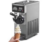 LMYYDES Single Flavor Commercial Soft Ice Cream Maker, 5.3-7.4 Gal/Hr Soft Serve Ice Cream Machine Self-Cleaning, High Productivity for Snack Bar Silver