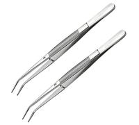 Lmyzcbzl Multipurpose Stainless Steel Tweezers, 2 Pcs Sewing Machine Tweezers, Universal, with Curved Pointed Serrated Tip