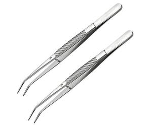 Lmyzcbzl Multipurpose Stainless Steel Tweezers, 2 Pcs Sewing Machine Tweezers, Universal, with Curved Pointed Serrated Tip