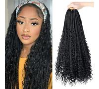 LMZIM 18 Inch 8 Packs Boho Crochet Braids with Curly Ends Hippie Braids Braids Braids Goddess Box (18") 1B