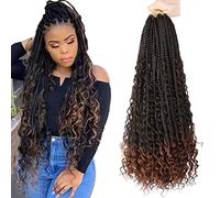 LMZIM 24 Inch 8 Bundles Boho Box Crochet Hair Curly Ends Crochet Crochet Messy Hippie Braids Pre Looped Synthetic for Black Women 24 Inch