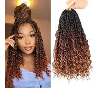 LMZIM Crochet Box 14 Inch Curly Ends 8 Packets Crochet Synthetic Braids for Black Women 14 Inch 1B/33/30