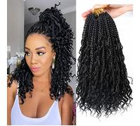 LMZIM Goddess Box 14 Inch Crochet Braids 8 Pieces 3 x Crochet Braids Synthetic Braids Hair Extension Black 14 Inch 1#1