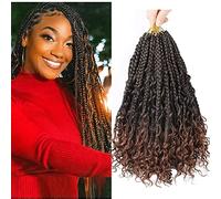 LMZIM Pack of 8 Bohomian Box Braids Crochet Braids Box Crochet Box 14 Inch Curly Braids Ends Goddess Box Braids Crochet Synthetic Hair Extensions T30