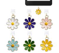LMZLJZ 6PCS Charms for Kindle Daisy Dust Plug Charm,E-Reader Accessories Charm,Compatible with Kindle Tablets and Phone Type C Charging Ports,Gifts for Mom Sister Teacher Friends Reader Booklovers