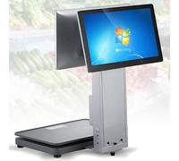 LMzythrop Cash Registers for Small Business,58mm Printer,15.6-inch Dual-Sided Display 8G+128G,Multiple Ports Multifunctional Smart Scale 1366 x 768 Resolution,Adjustable Screen Angle